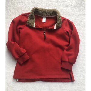 Carter’s Pullover Sweater Top RED WITH TAN COLLAR FLEECE PLUSH Size 7